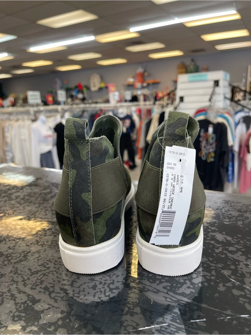 Steve Madden Green Camo Wedge Slip-On Sneakers